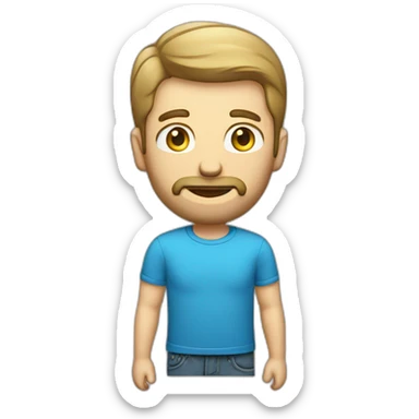 caucasian male with small beard blue shirt and with money sticker