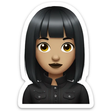 Goth girl with short hair and bangs  sticker