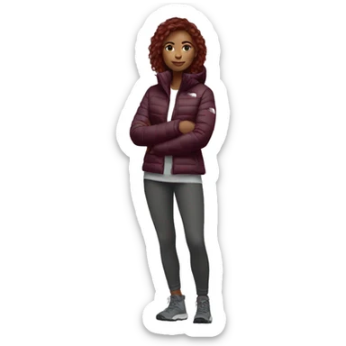 beautiful burgundy haired Girl wearing northface full body sticker