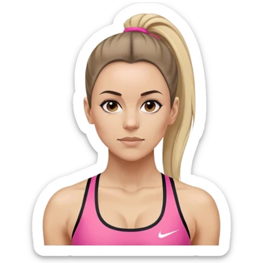Melanie chisholm with a high ponytail wearing a sports bra and a track suit sticker