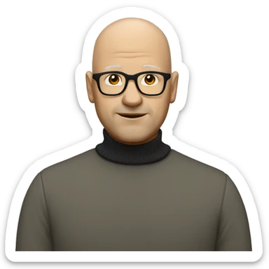 White bald man big turtleneck sticker
