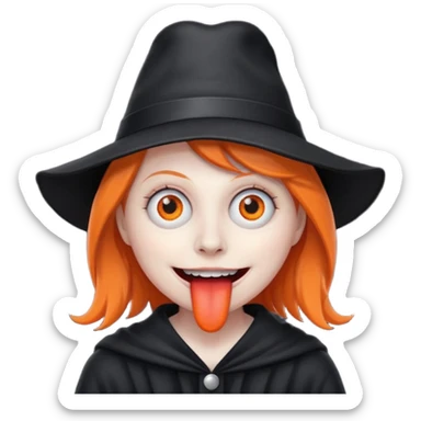 babadook wearing a bright orange hat sticker
