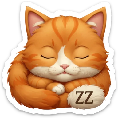 cute orange kitten sleeping with zzz letters above head sticker