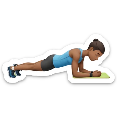 persona haciendo plancha gimnasio con los codos en el suelo sticker