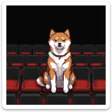 Shiba Inu sitting in a movie theater with red seats in the background, variation 3 sticker