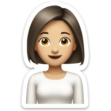 asian girl, with laptop, brown stylist hair, smiling , designer, no glasses sticker