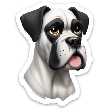 Dog boxer black and white sticker