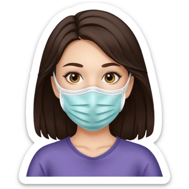 aesthetic brunette girl in face mask sticker