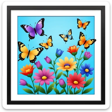 flowers butterflies frame certificates for kids sticker