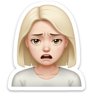angry and sad crying woman who avoid the communication sticker