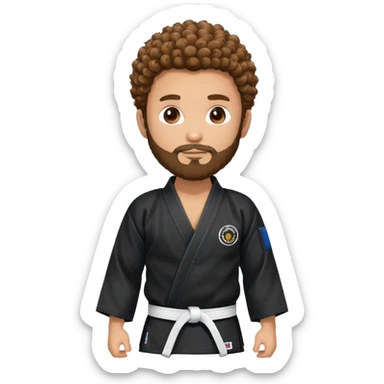 Man with beard and curly hair in black jiu jitsu kimono sticker