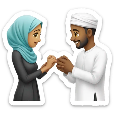 Muslim Couple putting ring on each other hand sticker