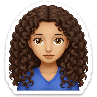 tan girl with long dark curly hair  sticker