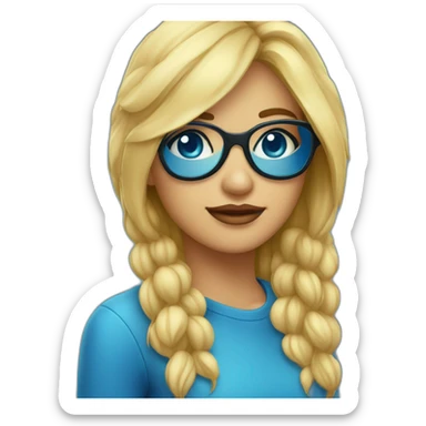 chica rubia y ojos azules con gafas sticker