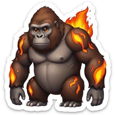 Gorilla with no legs that is made of lava sticker