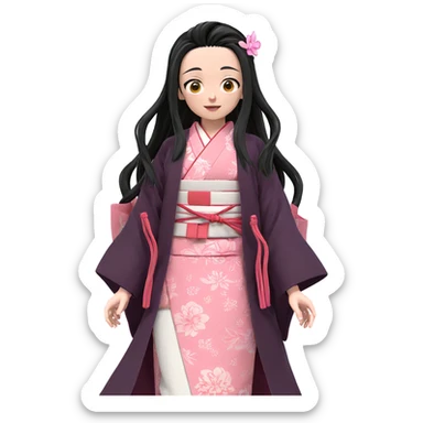 nezuko in pink kimono sticker
