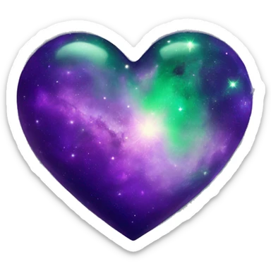 green and purple galaxy heart sticker