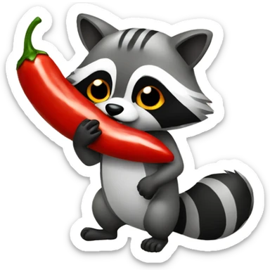 raccoon eating chili pepper sticker