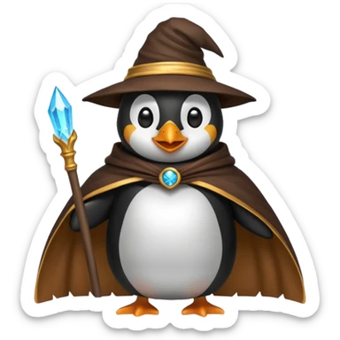 penguin wizard wearing a cloak sticker