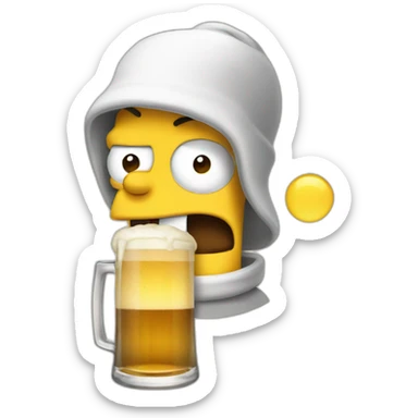 Homer whi drink a beer sticker
