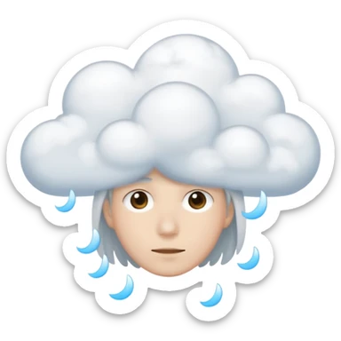 zoned out face with clouds floating around its head as if you are spaced out sticker