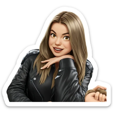 smiling girl in leather jacket sticker
