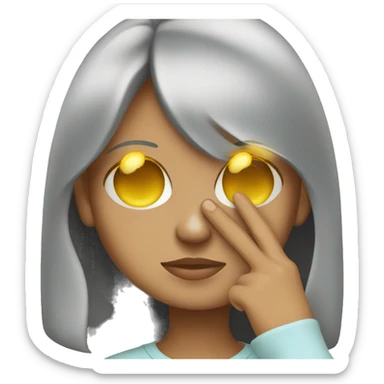 Girl doing a peace sign over her eye sticker