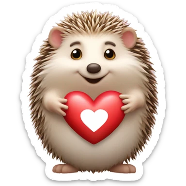 a hedgehog that carries a lot of hearts sticker