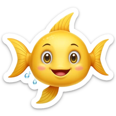 A cute cartoon fish with a funny peeing expression sticker