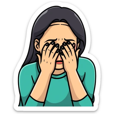 crying woman covering her face with hands sticker