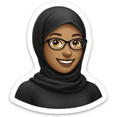 woman smile with black hijab with glasses sticker
