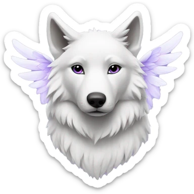 White wolf with lavender wings sticker