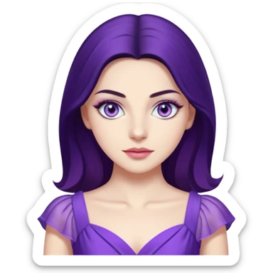 Demet özdemir as a character from game of thrones with lilac eyes and a purple dress. sticker