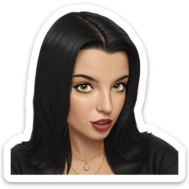 black haired girl with jewelry sticker