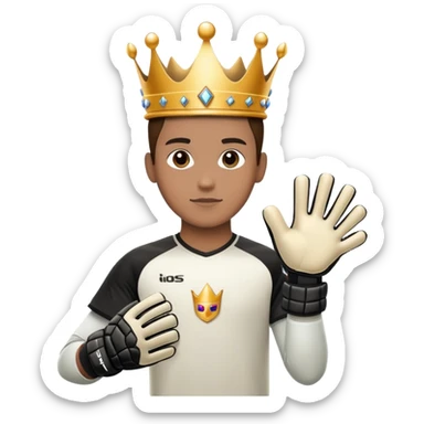 Wearing a crown add goalkeeper gloves sticker