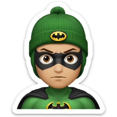 green superhero with beanie batman sticker