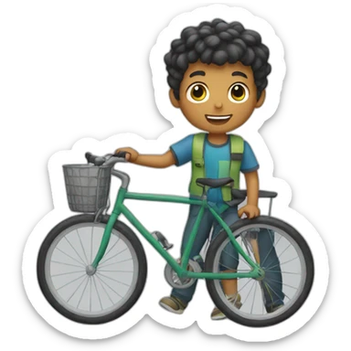 a boy with a bicycle sticker