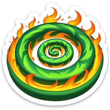 green fire in flat ancient  sticker