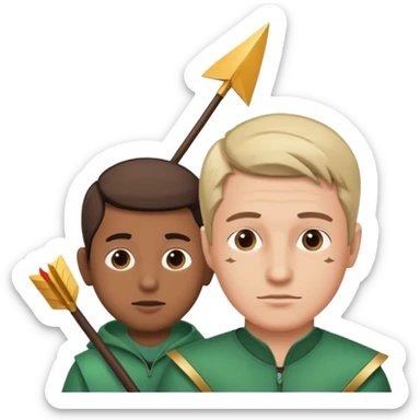 man with his kid and an arrow above the man's head sticker