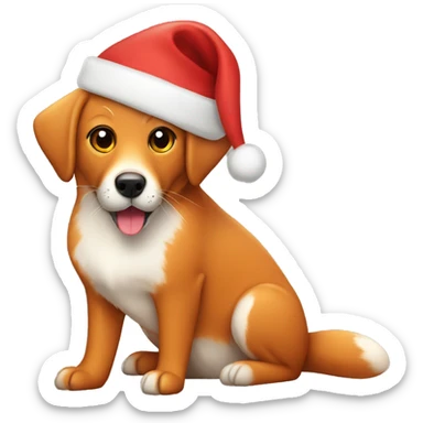 Red fox Labrador with a Christmas hat  sticker