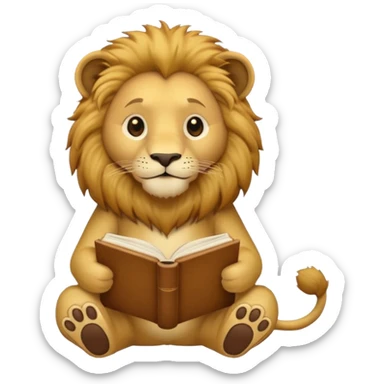 lion reading a book sticker
