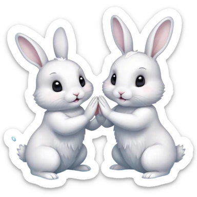 Rabbits high fiving on water sticker