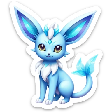 Shiny Cool Sparkly Cute Ethereal Espeon-Glaceon-Vaporeon-Fakemon-hybrid-fusion- full body sticker