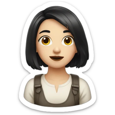 Weird and pretentious European girl with black mid short hair sticker
