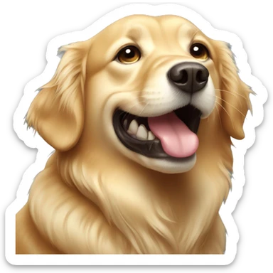 golden retriever with crooked teeth sticker