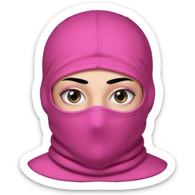 gangster style balaclava pink in colour with eyes showing through the eye holes of the balaclava with beautiful eyelashes on  sticker