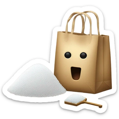 bag of sugar with a key and a straw sticker