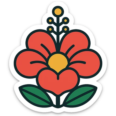 stylized illustration of betel nut flower, bold saturated colors, symbolizing Taiwan, no cliche sticker