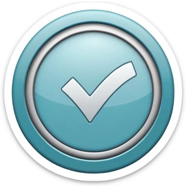 un icono de marca de verificación  un "check"  dentro de un círculo de color cian o turquesa, con un borde gris claro. sticker