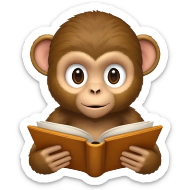 monkey reading book sticker